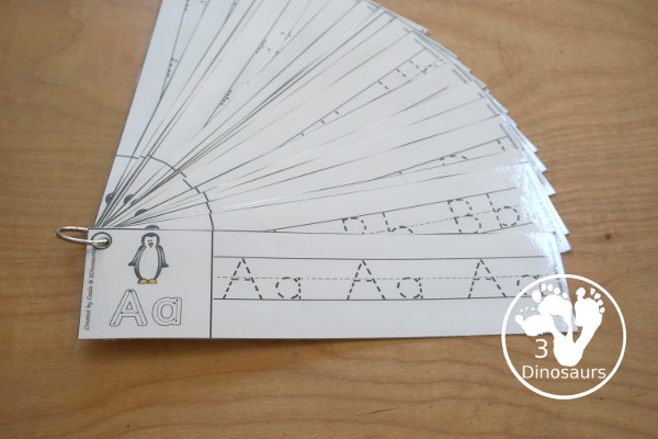 Free Penguin ABC Tracing Strips - with uppercase and lowercase together. You have fun kids with a penguin plus you can see an example of how to trace the letters - 3Dinosaurs.com