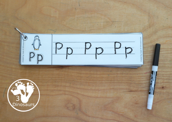 Free Penguin ABC Tracing Strips - with uppercase and lowercase together. You have fun kids with a penguin plus you can see an example of how to trace the letters - 3Dinosaurs.com