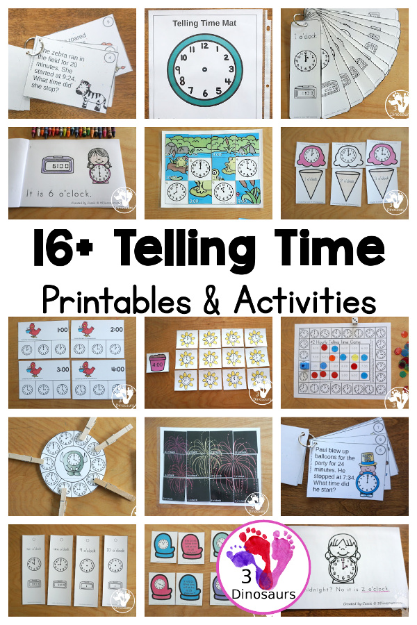 Telling Time Activities & Printables on 3Dinosaurs.com