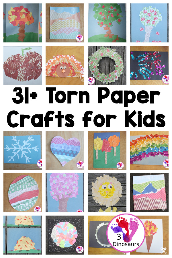 Torn Paper Crafts - 3Dinosaurs.com