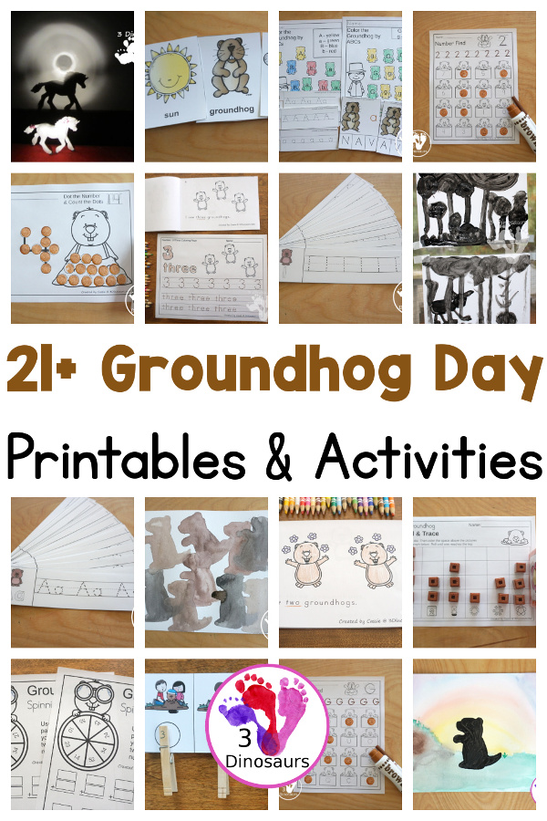 21+ Groundhog Day Printables & Activities - all the fun activities for Groundhog Day with printable packs, easy reader books, sequencing and more - 3Dinosaurs.com