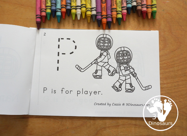Free Hockey ABC Easy Reader Book Printable - a fun hockey letter book for kids a fun way to work on learning letters and hockey words. - 3Dinosaurs.com