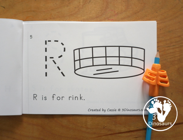 Free Hockey ABC Easy Reader Book Printable - a fun hockey letter book for kids a fun way to work on learning letters and hockey words. - 3Dinosaurs.com