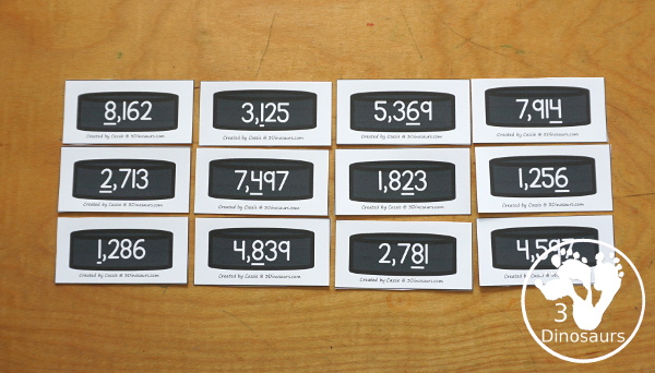 Free Hockey Place Value Sorting Printable - sorting numbers with ones, tens, hundreds and thousands. A fun way to work on the place value of a number and sort them. A fun hands-on place value printable for winter or winter sports. 3Dinosaurs.com