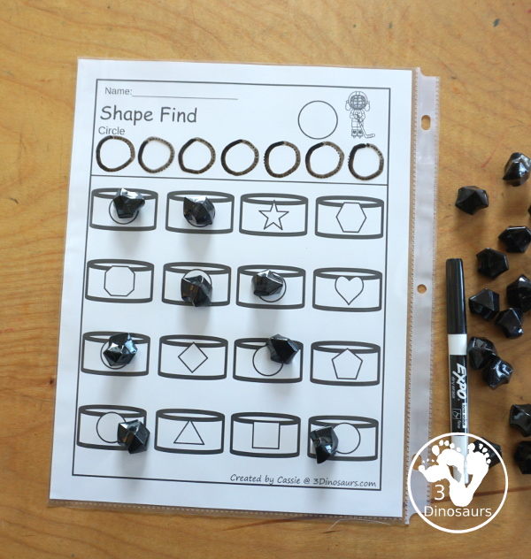 Hockey Shape Find Printable - has 11 shapes for you work on with kids. You have tracing the shape and finding the shape for shape words and geometric shapes. - 3Dinosaurs.com