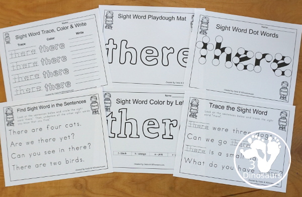 Free Romping & Roaring Primer Sight Words: That - you have 6 pages for each sight word that work on learning the sight word in different ways with reading, writing, and finding. 3Dinosaurs.com