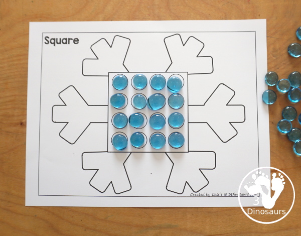 Free Snowflake Dot Marker Printable - fun dot marker shapes with a snowflake theme. You have dot shape outline and dot marker shape fill in for the shape dot marker printables and all fun with a snowflake theme for kids. - 3Dinosaurs.com