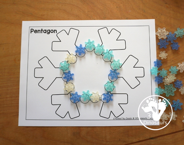 Free Snowflake Dot Marker Printable - fun dot marker shapes with a snowflake theme. You have dot shape outline and dot marker shape fill in for the shape dot marker printables and all fun with a snowflake theme for kids. - 3Dinosaurs.com