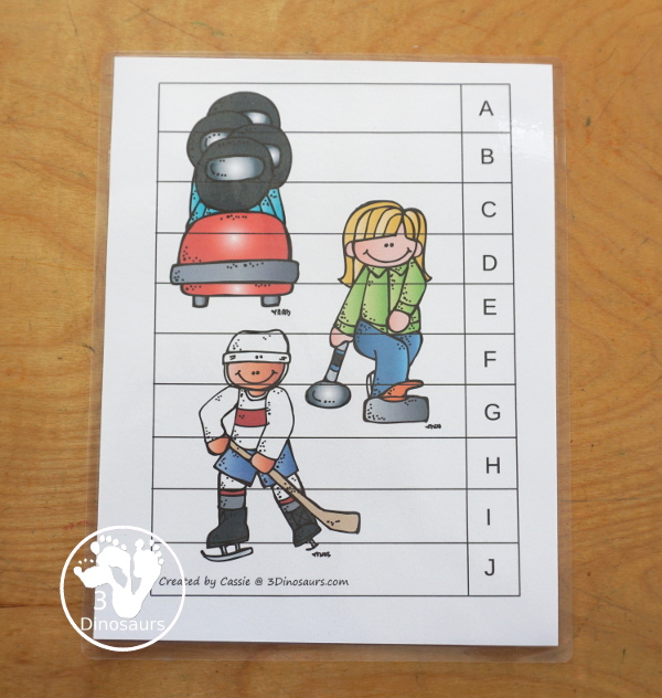Free Winter Sports Alphabetical Order Puzzle Printables has three puzzles for kids to put the uppercase letters in order. The puzzles start with letters at the top and work their way down to put them in ascending order. 3Dinosaurs.com