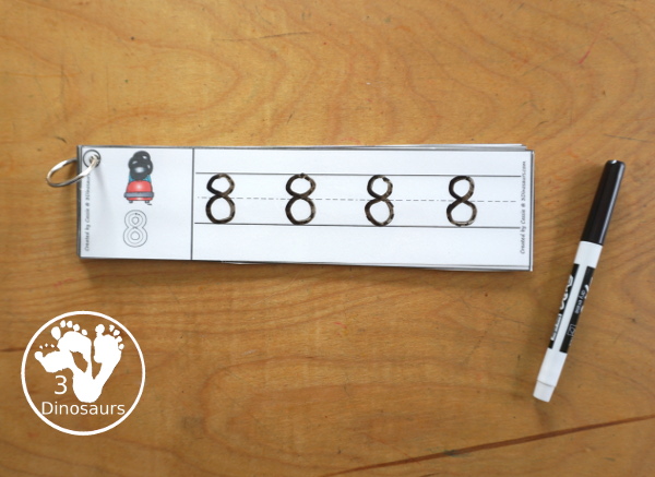 Free Winter Sports Number Tracing Strips - with numbers 0 to 20. You can tracing the numbers and an example of how to trace the numbers on the strips, plus a different winter sports on each tracing strip. - 3Dinosaurs.com