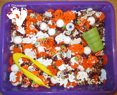 Orange & White Halloween Sensory Bin - 3Dinosaurs.com