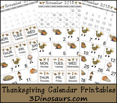 Thanksgiving Calendar Cards