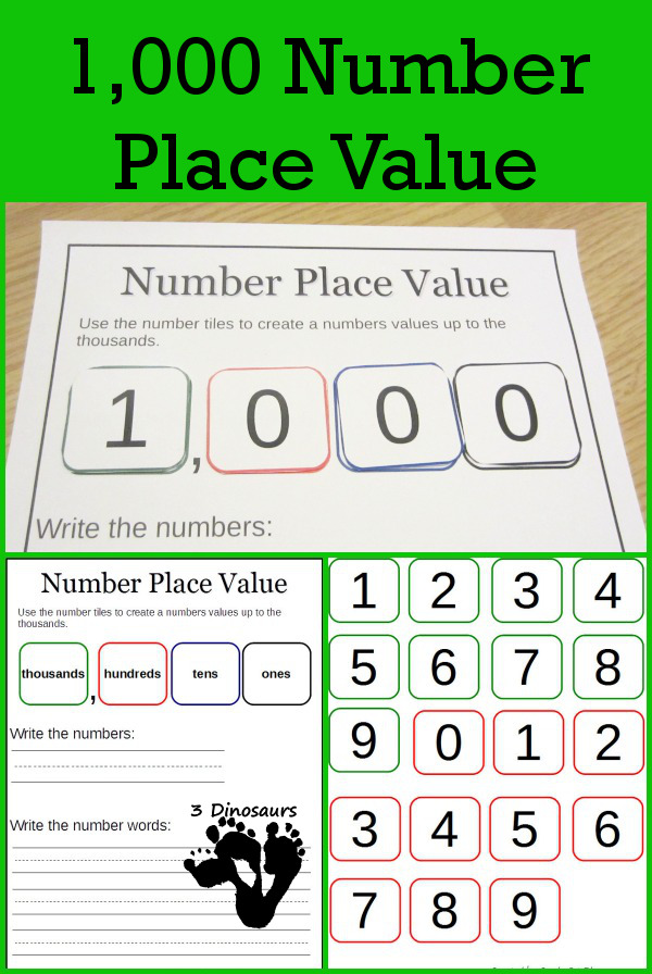Free 1,000 Number Place Value - 3Dinosaurs.com