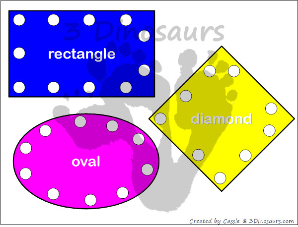 Free Shape Lacing Printable - 12 different shapes - 3Dinosaurs.com