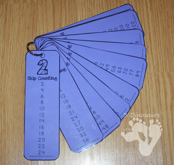 Free Skip Counting Bookmarks- skip counting by 2 through 12 - 3Dinosaurs.com
