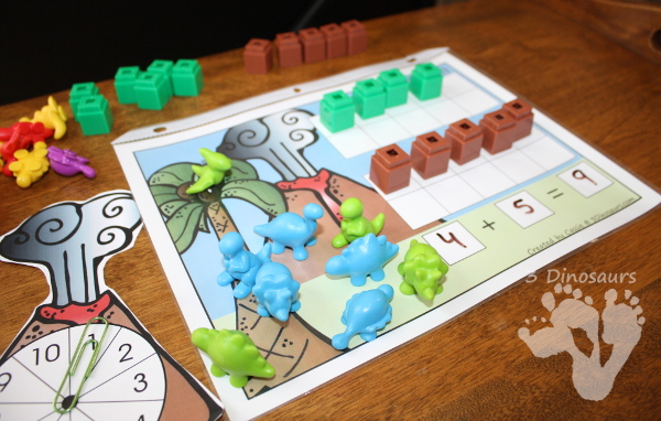 Free Dinosaur Addition & Subtraction Mats: adding or subtracting using numbers 1 to 10 - 3Dinosaurs.com