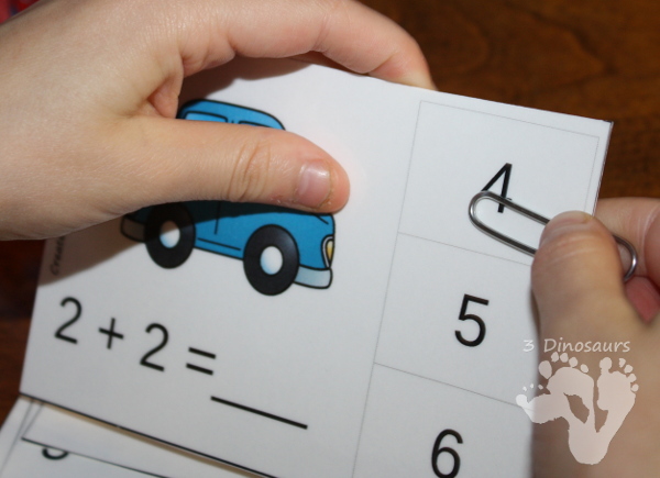 Free Zooming Transportation Themed Addition Clip Cards - 11 pages of clip cards with addition 1 through 20 - 3Dinosaurs.com