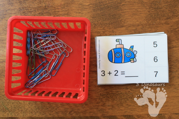 Free Zooming Transportation Themed Addition Clip Cards - 11 pages of clip cards with addition 1 through 20 - 3Dinosaurs.com