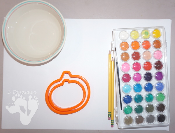 5 Pumpkins Sitting on a Gate Watercolor - a fun easy to do watercolor painting - 3Dinosaurs.com