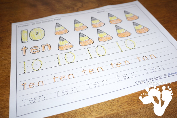 Halloween Themed Number Color & Trace - numbers 0 to 20 with tracing or writing options 44 pages - 3Dinosaurs.com