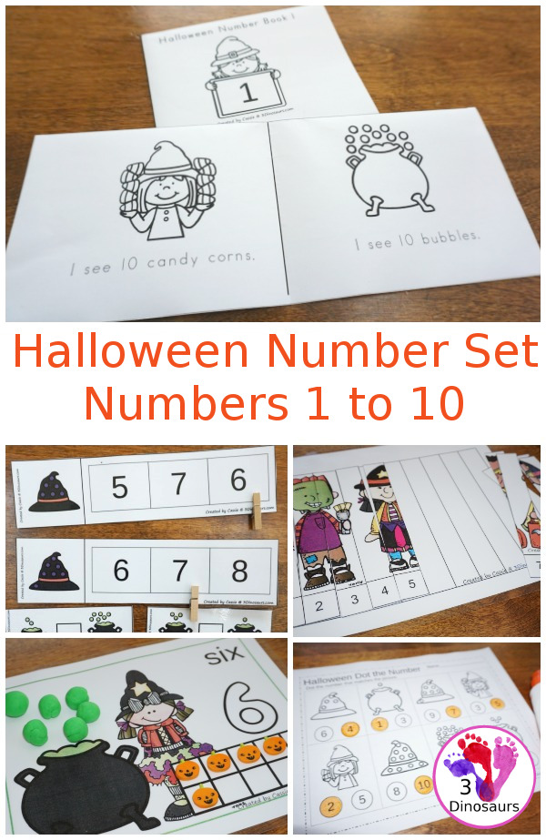 Halloween Number Set: Numbers 1 to 10 - easy reader books, hands-on activities, no-prep worksheets and more $ - 3Dinosaurs.com
