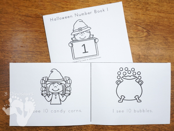 Halloween Number Set: Numbers 1 to 10 - easy reader books, hands-on activities, no-prep worksheets and more $ - 3Dinosaurs.com