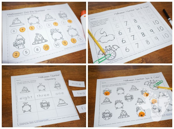 Halloween Number Set: Numbers 1 to 10 - easy reader books, hands-on activities, no-prep worksheets and more $ - 3Dinosaurs.com