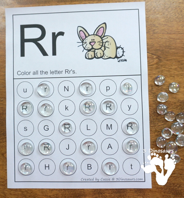 Free ABC Letter Find Printable - all 26 letters of the alphabet for dot markers of bingo daubers with uppercase and lowercase letters in the same find - 3Dinosaurs.com