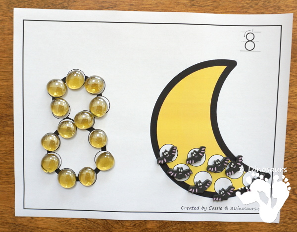 Halloween Themed Dot the Number & Count the Dot: Candy Corn, Spider Webs and Crescent Moon - numbers 0 to 20 with dot marker activities for kids to work on numbers and counting with Halloween themes - 3Dinosaurs.com