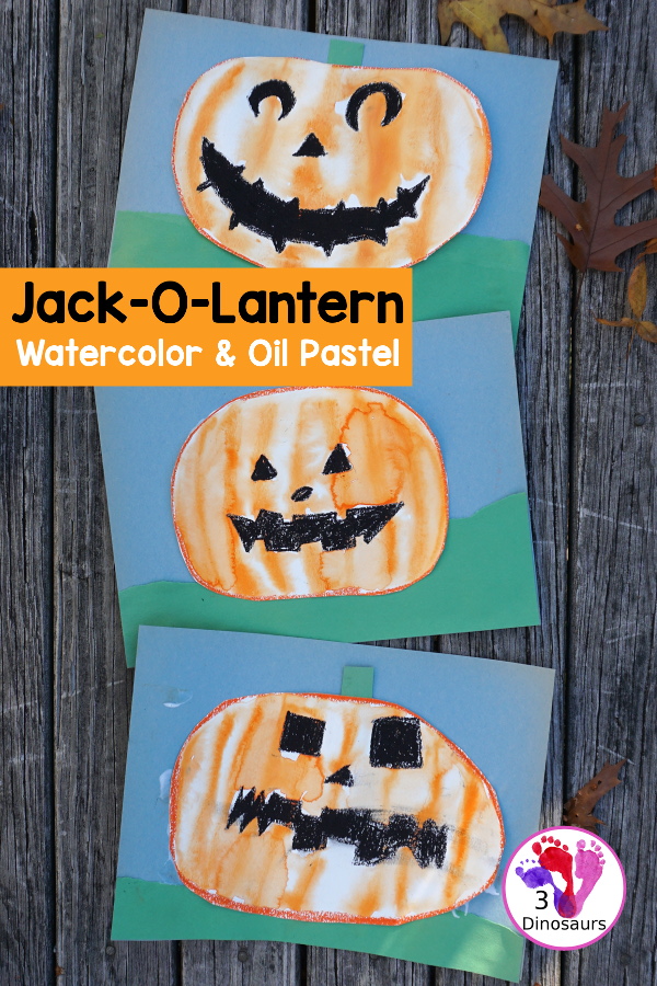 Watercolor Process Art Jack-O-Lantern - a fun Halloween painting activity to do with kids. It is great for kids that love to be creative and do things their own way - 3Dinosaurs.com