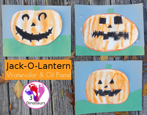 Watercolor Process Art Jack-O-Lantern - a fun Halloween painting activity to do with kids. It is great for kids that love to be creative and do things their own way - 3Dinosaurs.com