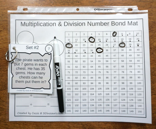 Free Pirate Treasure Division Sorting Task Cards - 2 sets of cards with a recording sheet and sorting mat for hands-on learning - 3Dinosaurs.com #printablesforkids  #freeprintable #3dinosaurs #piratesforkids #division #magictreehouse