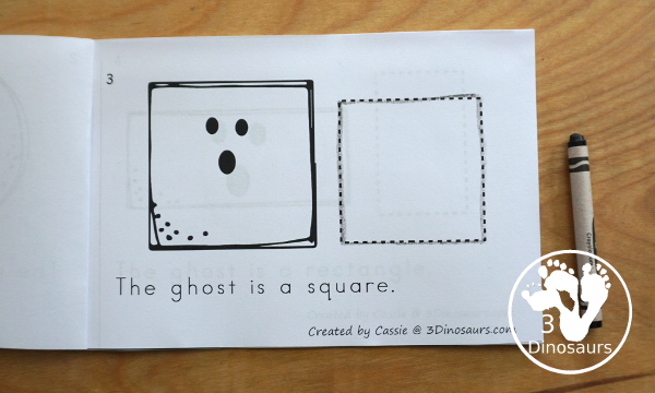 FREE Ghost Shapes Easy Reader Book & Clip cards - 9 fun shapes for kids to read, trace and clip with a fun Halloween theme - 3Dinosaurs.com