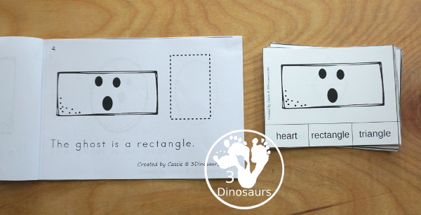 FREE Ghost Shapes Easy Reader Book & Clip cards - 9 fun shapes for kids to read, trace and clip with a fun Halloween theme - 3Dinosaurs.com