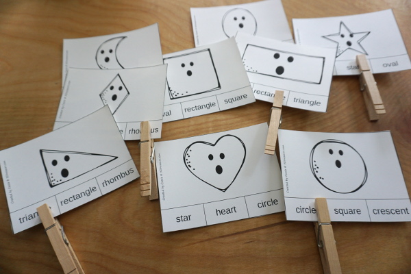 FREE Ghost Shapes Easy Reader Book & Clip cards - 9 fun shapes for kids to read, trace and clip with a fun Halloween theme - 3Dinosaurs.com