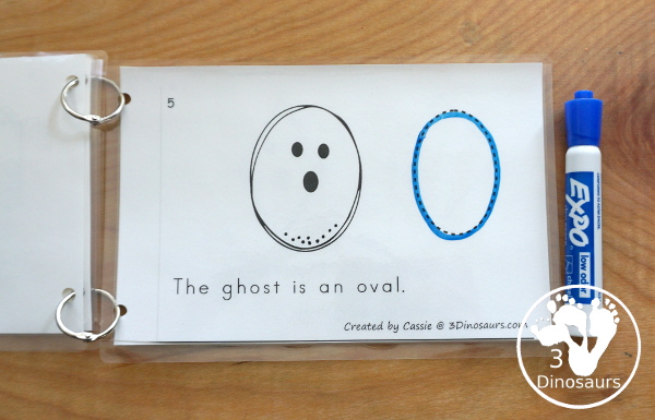 FREE Ghost Shapes Easy Reader Book & Clip cards - 9 fun shapes for kids to read, trace and clip with a fun Halloween theme - 3Dinosaurs.com