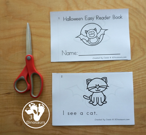 FREE Halloween Easy Reader Book: Short Vowels Words - simple sight word and short vowel words with Halloween themes with sound it out cards and pocket chart sentences - 3Dinosaurs.com