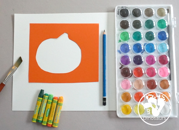 Jack-O-Lantern Patch Oil Pastel and Watercolor - a fun mixed art project for kids to do for Halloween! - 3Dinosaurs.com