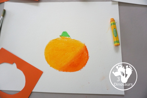Jack-O-Lantern Patch Oil Pastel and Watercolor - a fun mixed art project for kids to do for Halloween! - 3Dinosaurs.com