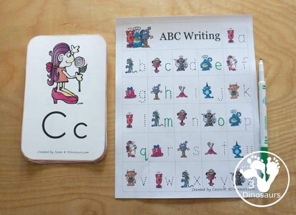 Free Monster ABC & Number Wall Cards - numbers 0 to 20 and all 26 letters of the alphabet - 3Dinosaurs.com