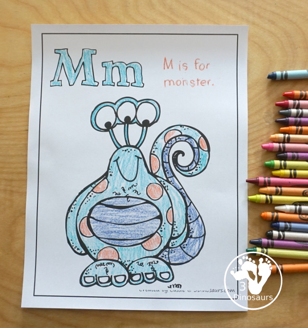 Free Monster Pack - fun monster printables that have preK to kindergarten age printables for kids to do with puzzles, matching, no-prep pages and more - 3Dinosaurs.com