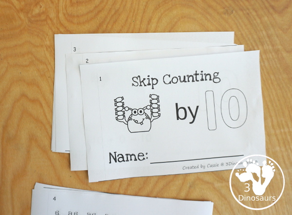 FREE Monsters Skip Counting by 10 Easy Reader Book - a simple easy reader book that helps with skip counting by 10s with fun monster and candy - 3Dinosaurs.com