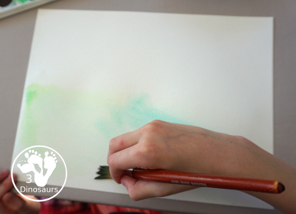 Pumpkin Patch Watercolor and Paint for Kids - is a great mix art project for kids to paint with cookie cutters - 3Dinosaurs.com