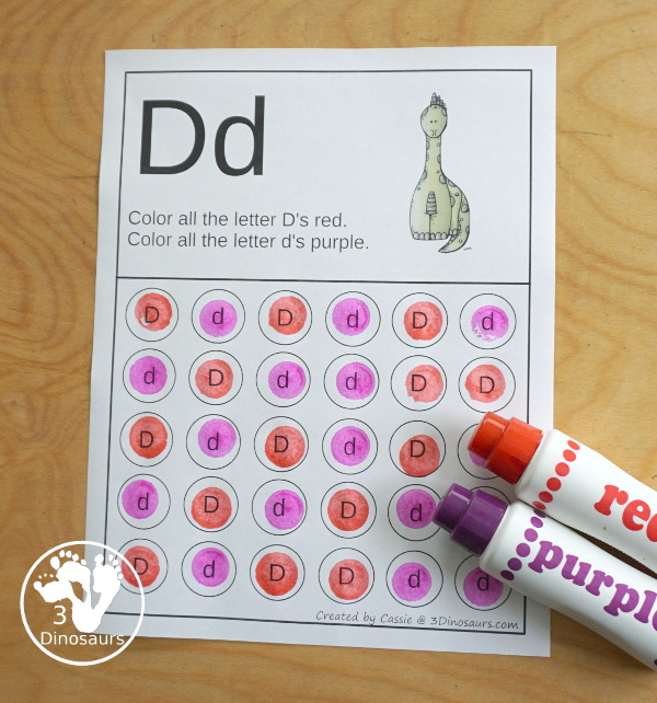 Free ABC Letter Find Uppercase & Lowercase Printable - a letter find worksheet that works on find the same letter with uppercases letter and lowercase letters together- 3Dinosaurs.com