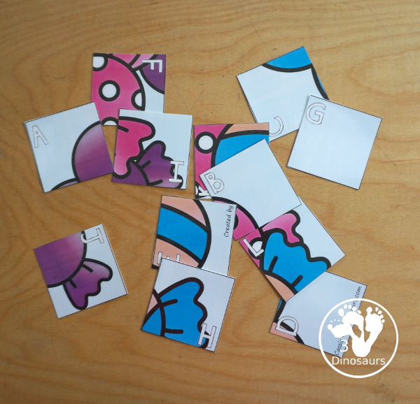 Free Candy Themed ABC Puzzles - fun letter matching puzzles for kids to match and build candy themed puzzles with letters. You will find three puzzles. - 3Dinosaurs.com