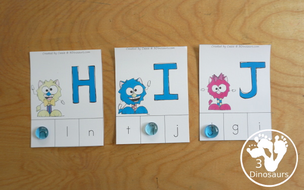 Free Monster ABC Clip Cards - with matching uppercase letter with lowercase letter in a fun letter monster activity for kids - 3Dinosaurs.com