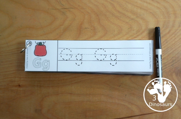 Free Pumpkin Theme ABC Tracing Strips - with uppercase and lowercase alphabet letters together - 3Dinosaurs.com