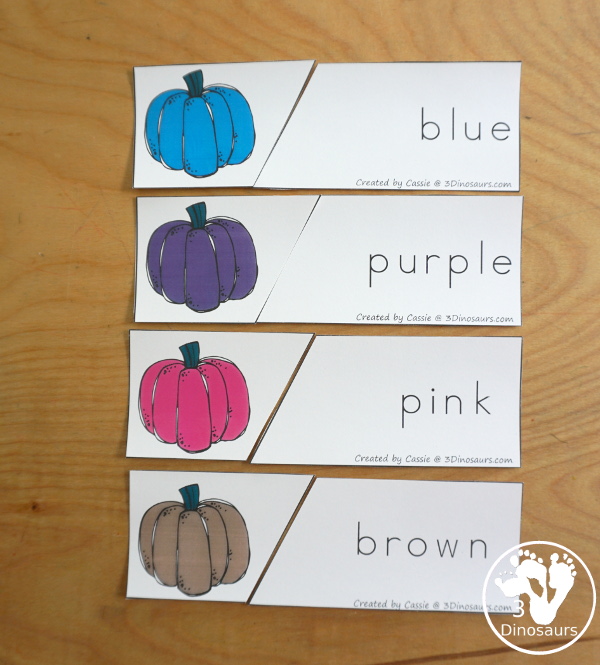 Pumpkin Color Pack - with pumpkin color puzzles, pumpkin tracing color words, pumpkin color word finds, pumpkin clip cards, pumpkin easy reader books and more  - 3Dinosaurs.com