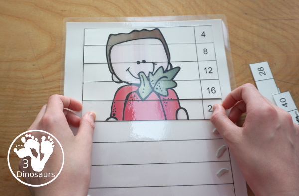 Free Pumpkin Skip Counting by 4 Puzzles - two fun free skip counting puzzles that work on skip counting from 4 to 40 and 44 to 80 - 3Dinosaurs.com