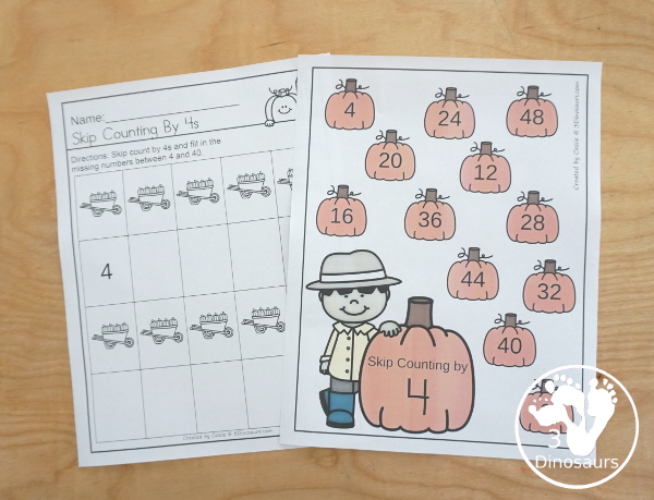 Pumpkin Skip Counting Selling set - with no-prep packs, skip counting mats, skip counting 10 piece puzzles, and task cards to work on skip counting from 2 to 12 - 3Dinosaurs.co - 3Dinosaurs.com